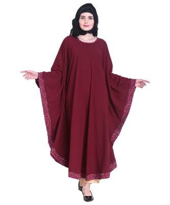 Maroon plain georgette abaya 1