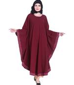 Maroon plain georgette abaya
