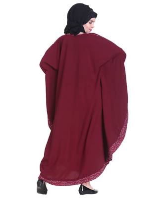 Maroon plain georgette abaya 2