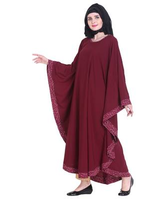 Maroon plain georgette abaya 3