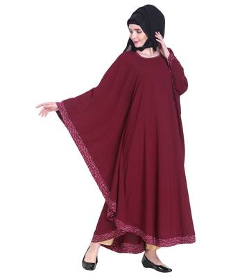 Maroon plain georgette abaya 4