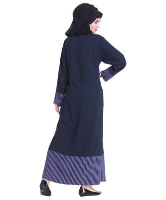 Blue plain georgette abaya 2