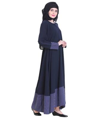 Blue plain georgette abaya 4