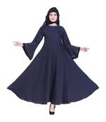 Blue plain art silk abaya