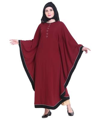 Maroon plain georgette abaya 1