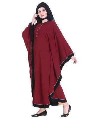 Maroon plain georgette abaya 3