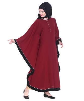 Maroon plain georgette abaya 4