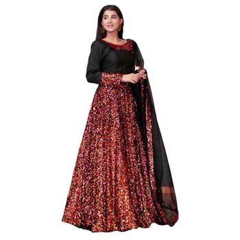 Pink plain velvet semi stitched lehenga 3