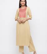 Beige embroidered viscose salwar