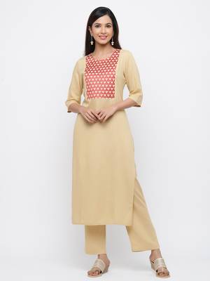Beige embroidered viscose salwar 2