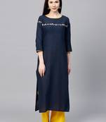 Blue plain cotton salwar