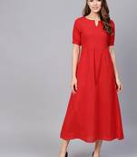 Red plain cotton ethnic-kurtis