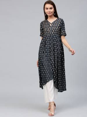 Indigo printed cotton ethnic-kurtis 1