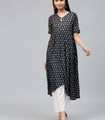 Indigo printed cotton ethnic-kurtis