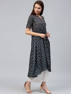 Indigo printed cotton ethnic-kurtis 2