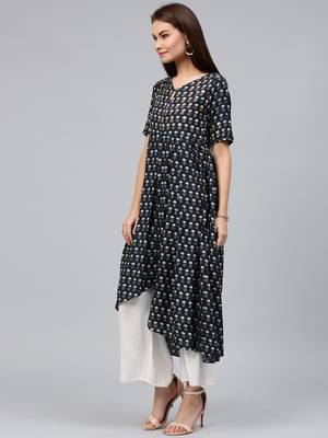 Indigo printed cotton ethnic-kurtis 3