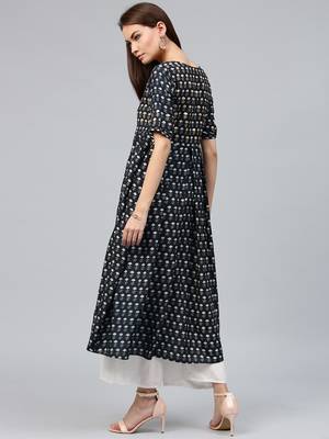 Indigo printed cotton ethnic-kurtis 4