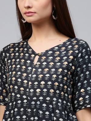 Indigo printed cotton ethnic-kurtis 5