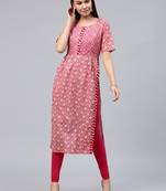Pink printed cotton ethnic-kurtis