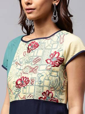 Blue plain rayon ethnic-kurtis 3