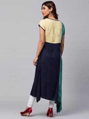 Blue plain rayon ethnic-kurtis 5