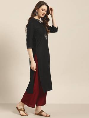 Black plain rayon ethnic-kurtis 2
