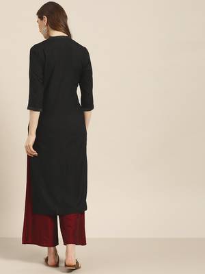 Black plain rayon ethnic-kurtis 3