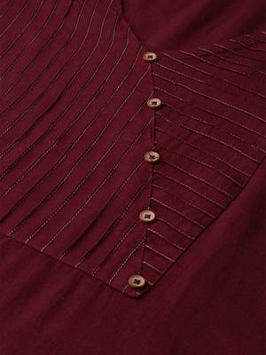Maroon plain cotton silk ethnic-kurtis 5