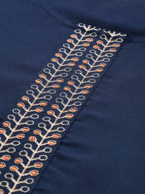 Blue embroidered rayon ethnic-kurtis 4