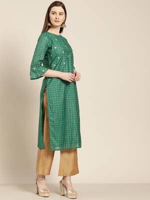 Green embroidered chanderi ethnic-kurtis 2