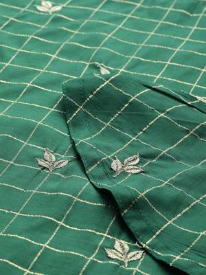 Green embroidered chanderi ethnic-kurtis 4