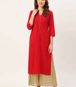 Red plain cotton ethnic-kurtis