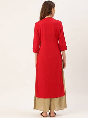 Red plain cotton ethnic-kurtis 3