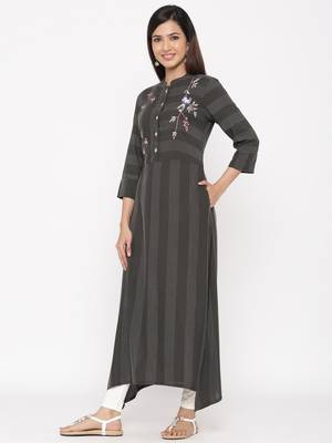Black embroidered viscose rayon ethnic-kurtis 2