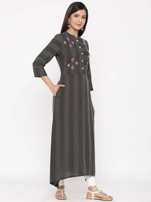 Black embroidered viscose rayon ethnic-kurtis 4