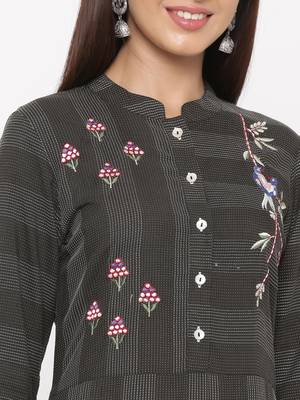 Black embroidered viscose rayon ethnic-kurtis 5