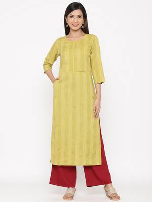 Green embroidered cotton silk ethnic-kurtis 1