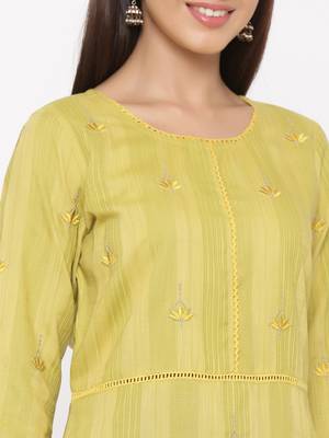 Green embroidered cotton silk ethnic-kurtis 5