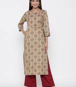 Grey embroidered viscose rayon ethnic-kurtis