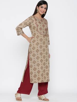 Grey embroidered viscose rayon ethnic-kurtis 3