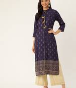 Blue printed viscose rayon ethnic-kurtis