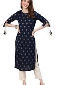 Blue printed cotton ethnic-kurtis