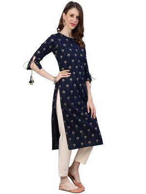 Blue printed cotton ethnic-kurtis 2