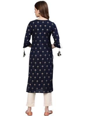 Blue printed cotton ethnic-kurtis 3