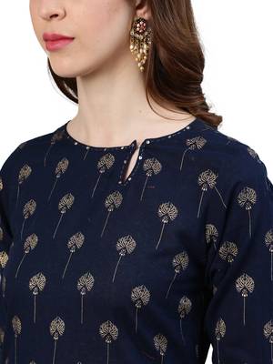 Blue printed cotton ethnic-kurtis 5