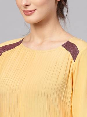 Yellow plain rayon ethnic-kurtis 5