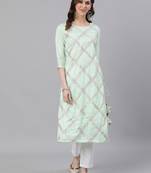 Green plain cotton silk ethnic-kurtis