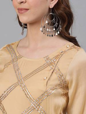 Beige plain cotton silk ethnic-kurtis 5