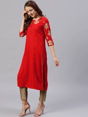 Red printed rayon ethnic-kurtis 2