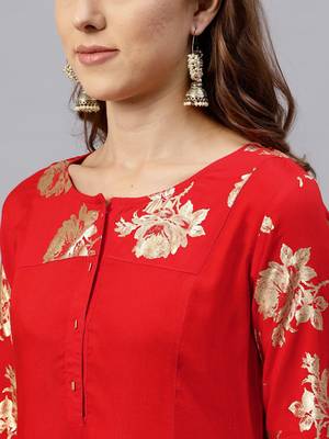 Red printed rayon ethnic-kurtis 5